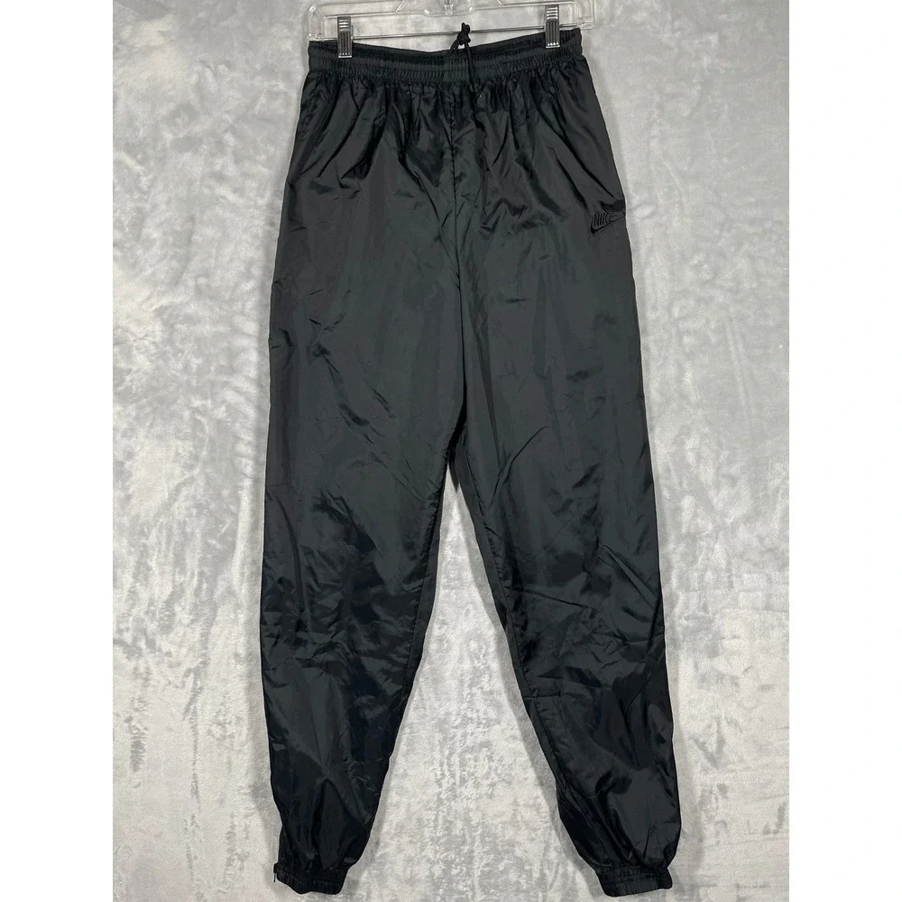 Vintage Nike Windbreaker Pants Mens Large Black Nylon Joggers Track Lined